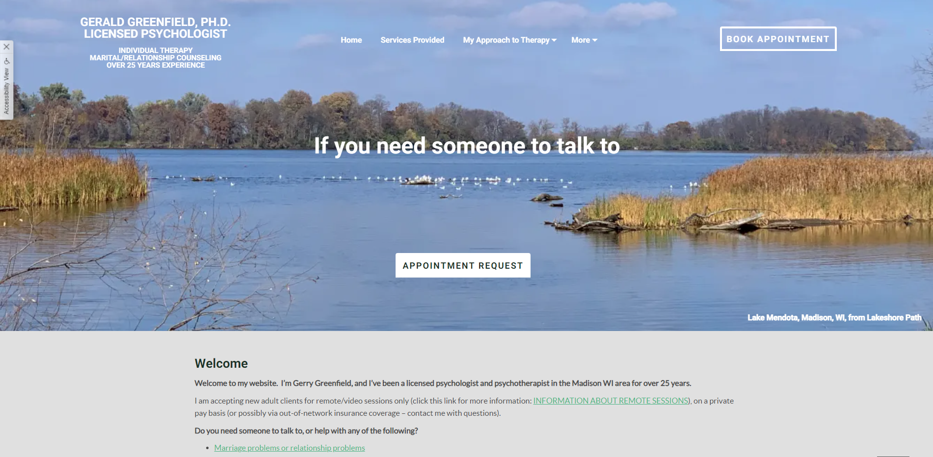 Greenfield Therapy website screenshot